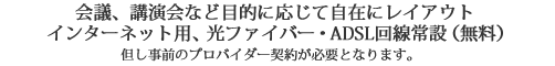 会議、講演会など目的に応じて自在にレイアウト