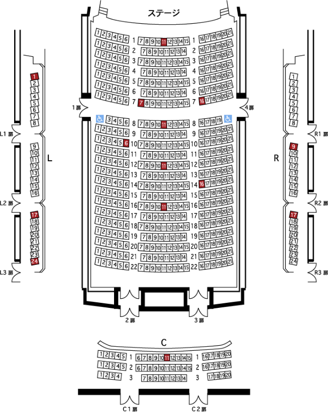 浜離宮朝日ホール 音楽ホール 座席表